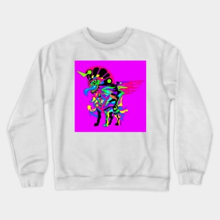 eye in the sky in kaiju sphinx madness ecopop mexican patterns and colors in purple Crewneck Sweatshirt